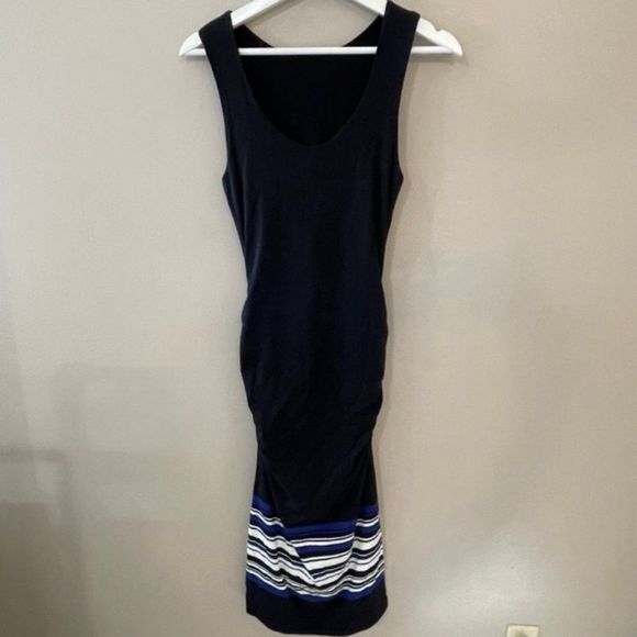 Athleta Black Ruched Midi Tank Dress - Picture 3 of 4